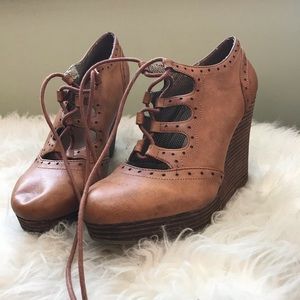 Chestnut Lace Up Wedges